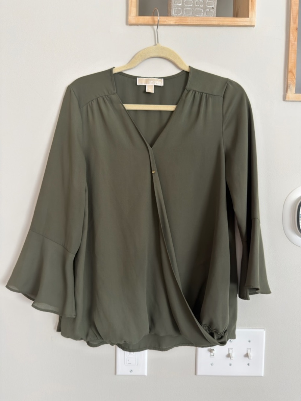 MICHAEL Michael Kors Olive Wrap-Front Blouse